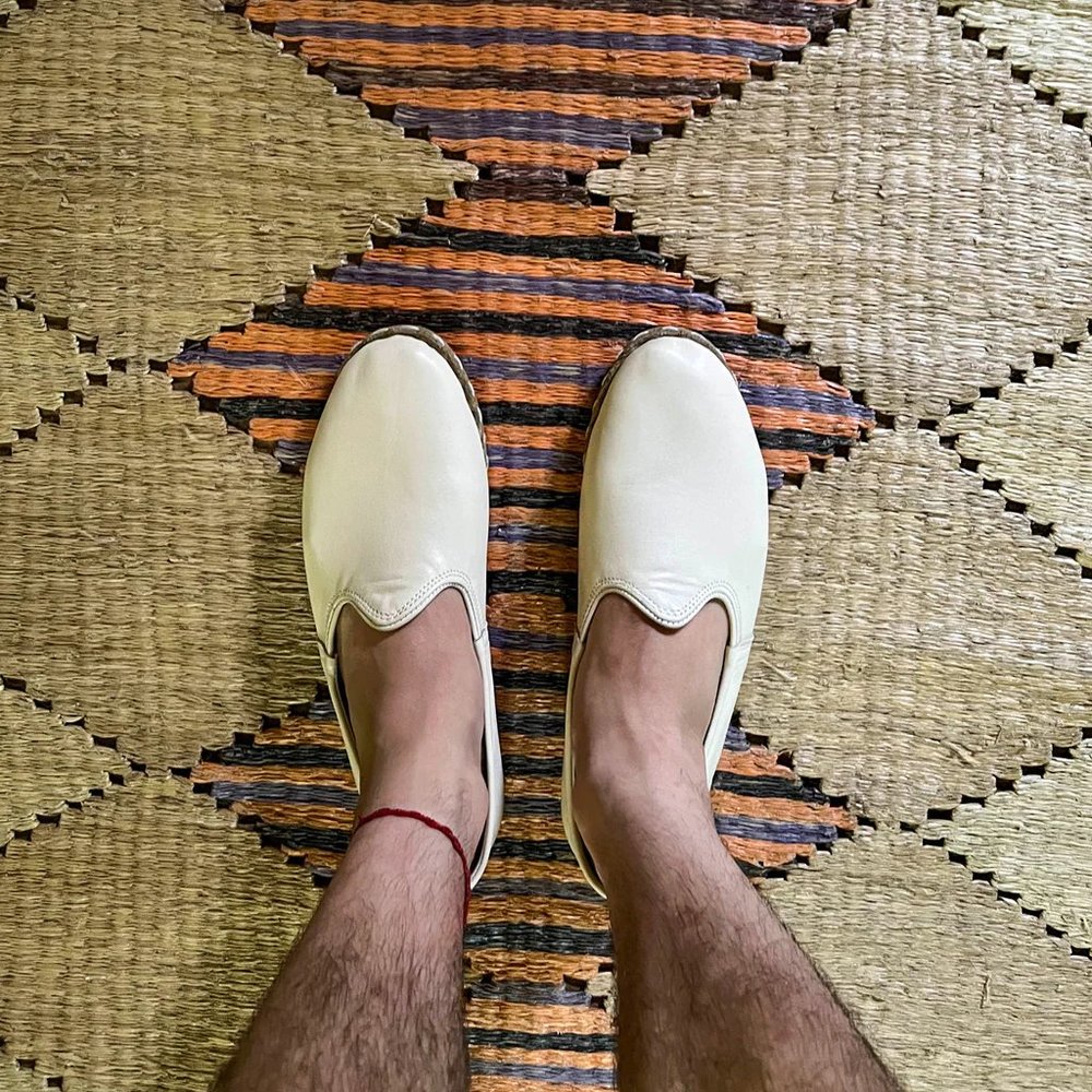Baja Sabah - Cream White Leather Slip-ons